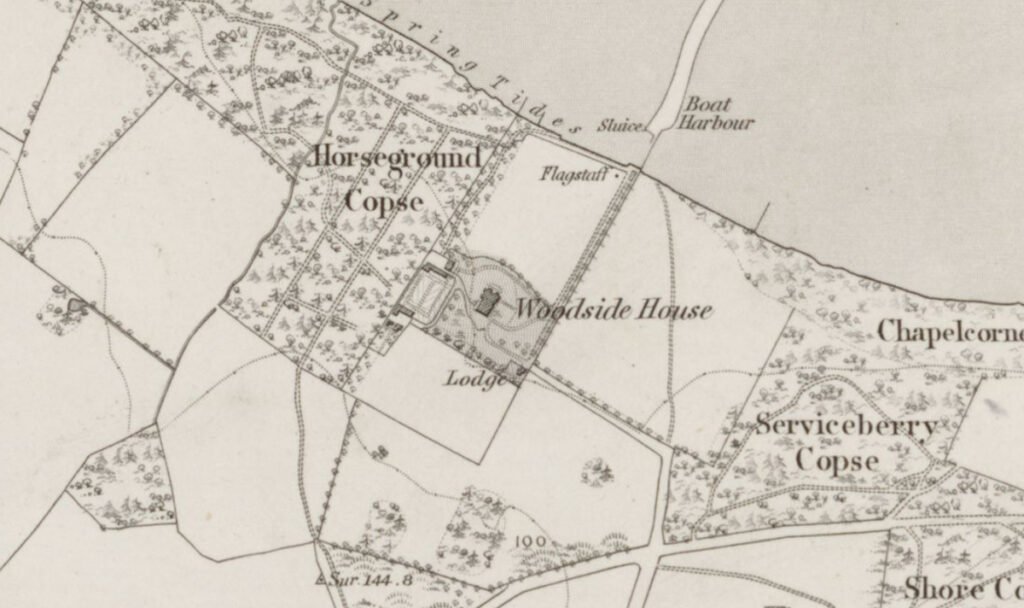 1860s map showing Woodside House in Wootton