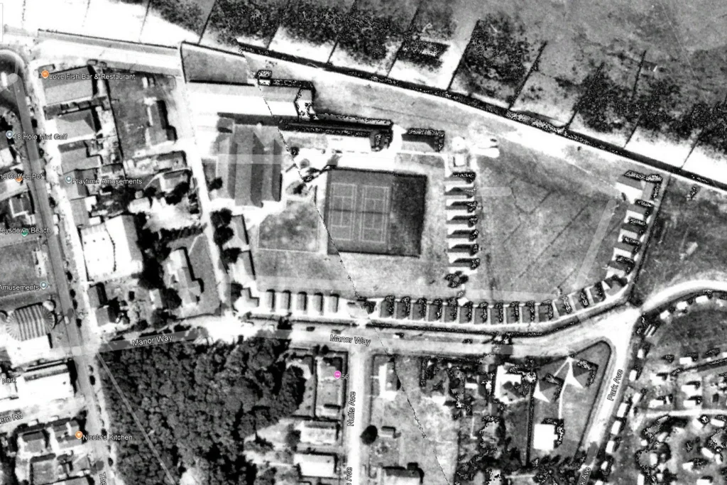 1950s aerial view of Leysdown Holiday Camp