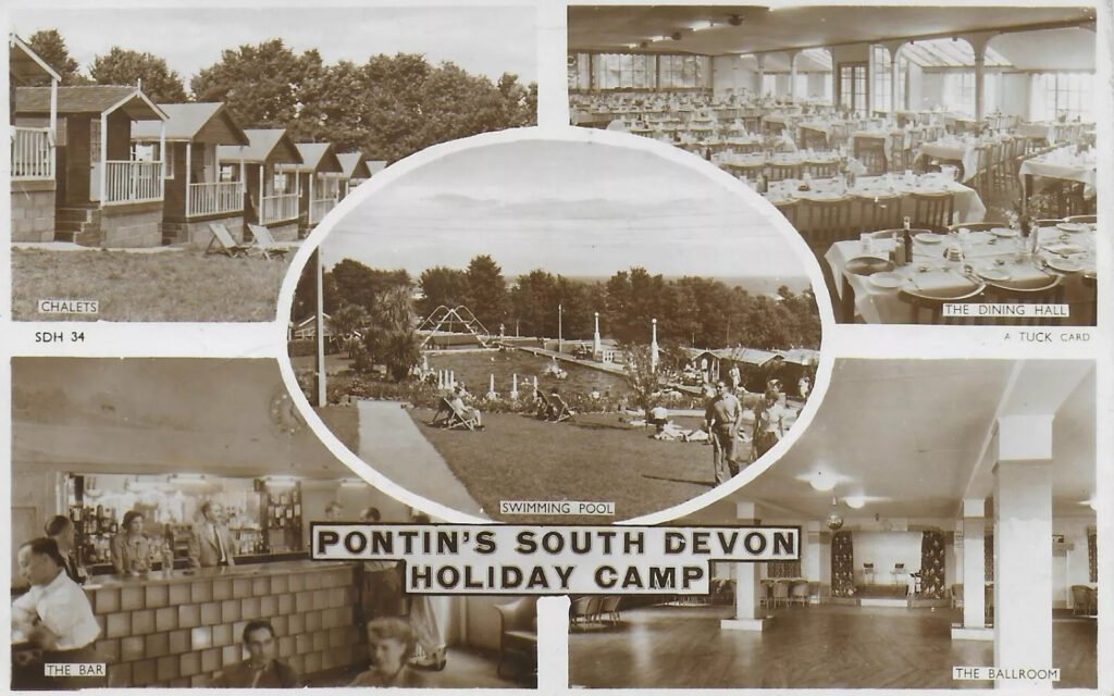 1950s multiview postcard of Pontins south Devon holiday camp