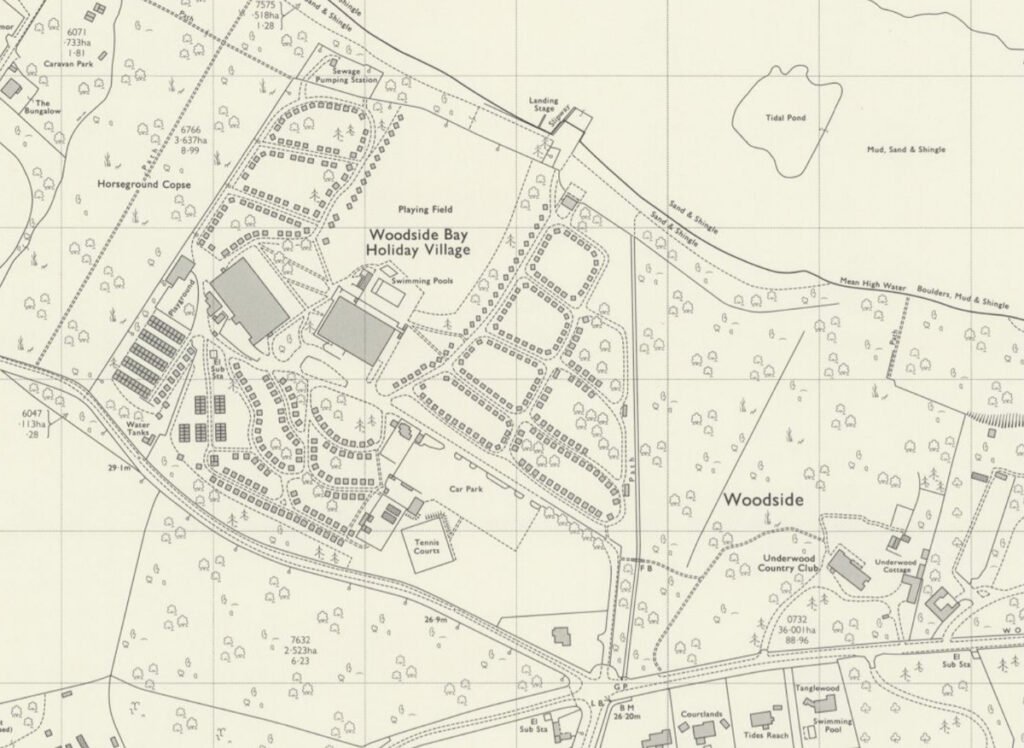 1973 map of Warners Woodside Bay holiday camp