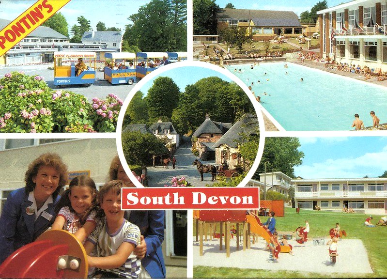 1970s multiview postcard of Pontins south Devon holiday camp