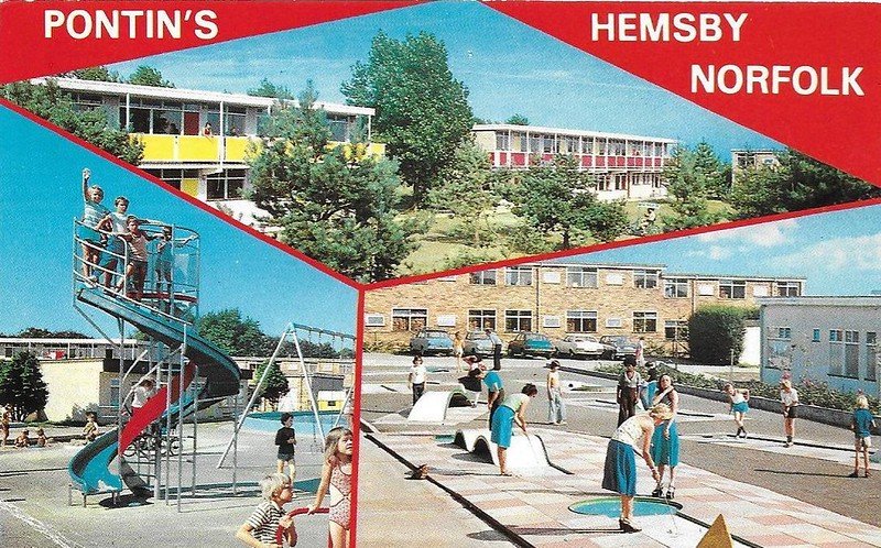 1970s multiview postcard showing Pontins Hemsby Holiday Camp