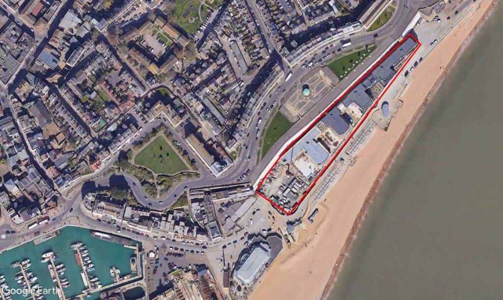 recent aerial view showing the location of Ramsgate amusement park