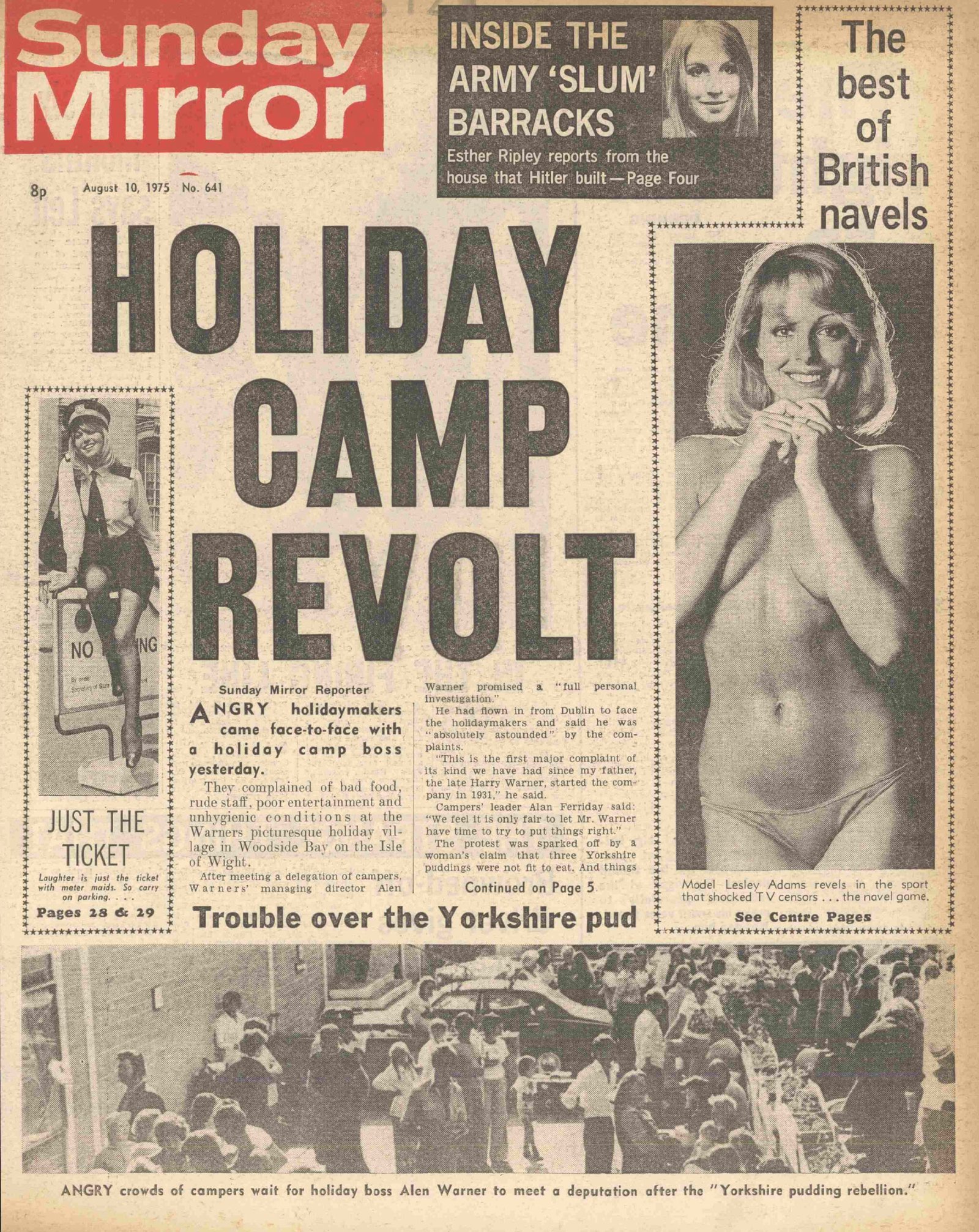 Warner's Woodside Bay Holiday Camp Warner's Woodside Bay Holiday Camp press cutting from 1975 regarding the camper revolt