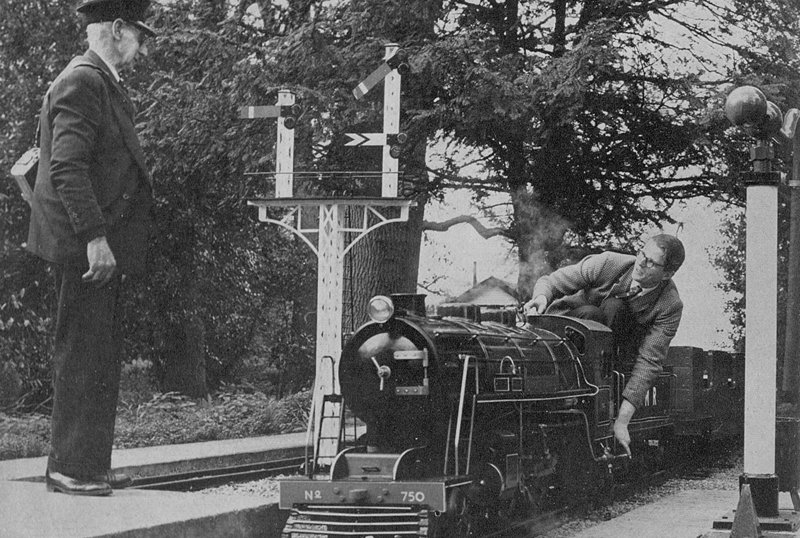 John Gretton driving 'Blanche of Lancaster' at Stapleford House miniature railway 1964