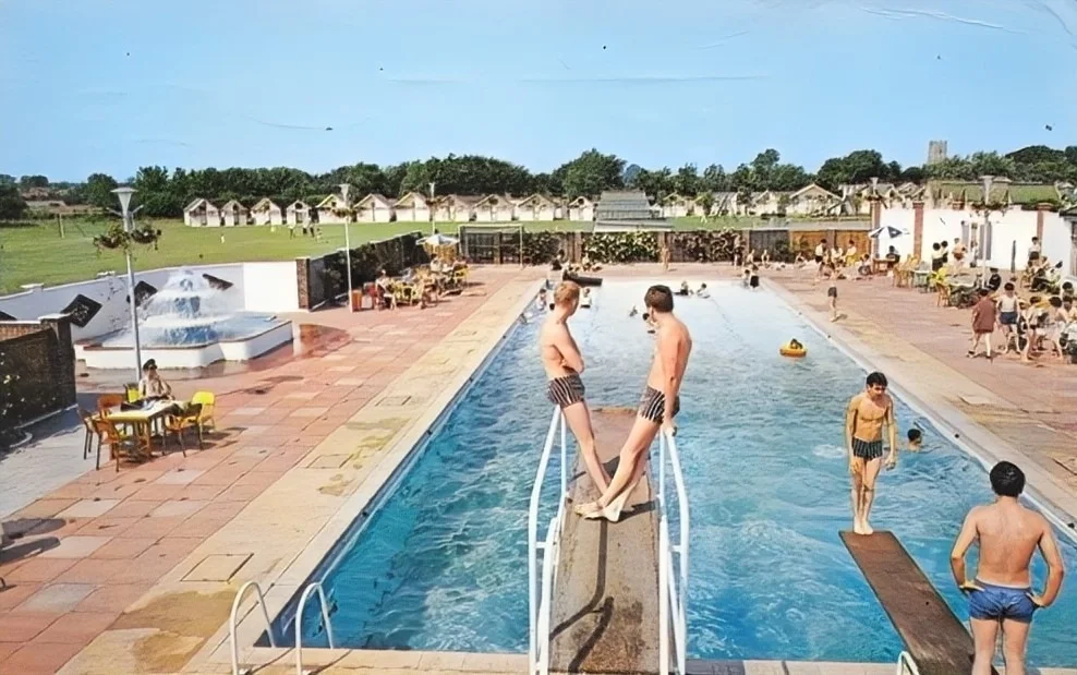 The swimming pool at Maddiesons Hemsby Holiday camp in the 1960s