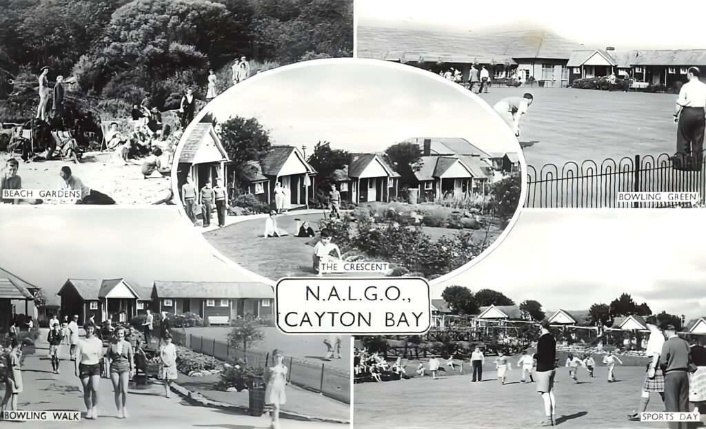 Wallis’s Cayton Bay Holiday Park Old postcard showing the NALGO holiday camp in Cayton Bay