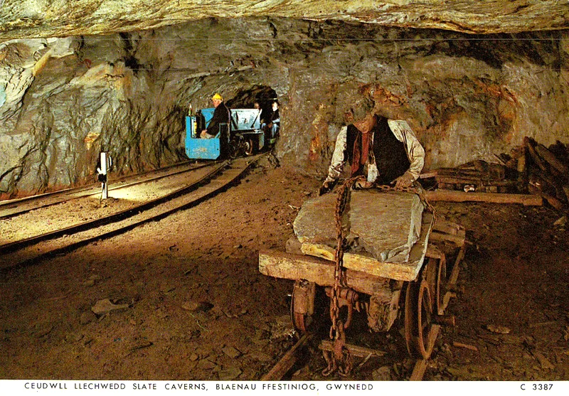 Underground display at Llechwedd Slate Caverns miners tramway