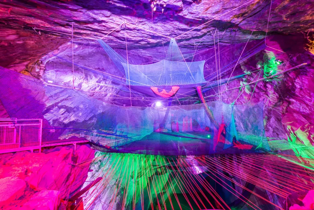 bounce below at Llechwedd Slate caverns