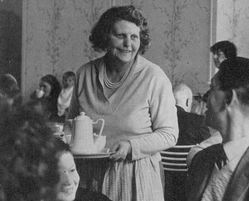Lady Gretton serving tea at Stapleford House 1964