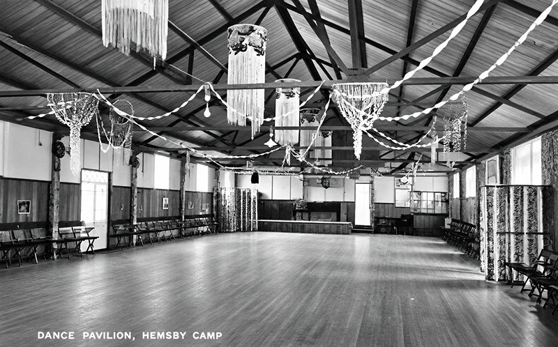 Vintage postcard showing the dance pavilion at the old Maddieson's Hemsby Holiday Camp
