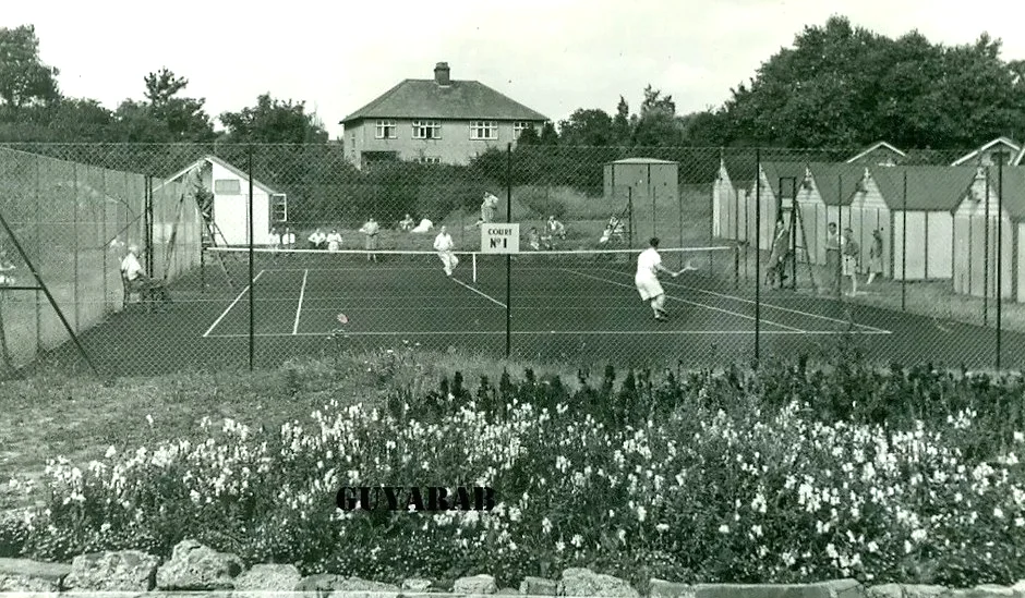 Vintage postcard showing the tennis courts at the old Maddieson's Hemsby Holiday Camp