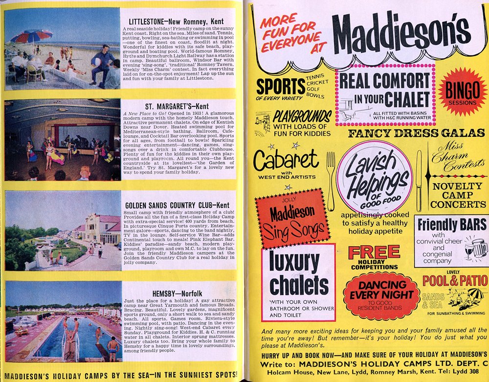 Maddiesons Holiday Camps advert 1960s