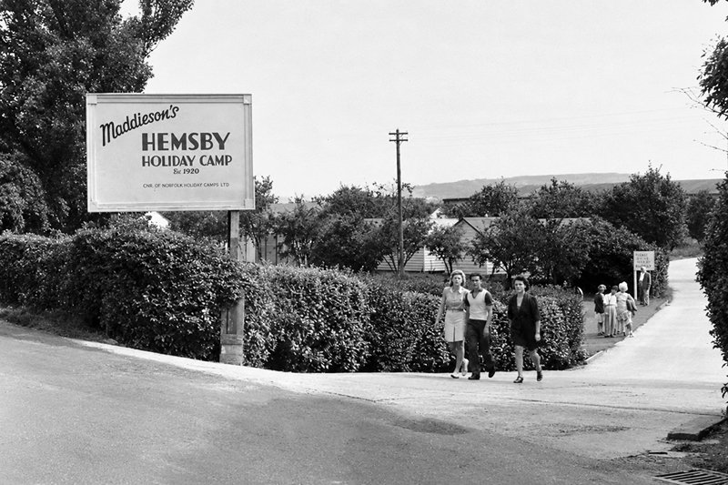 Vintage postcard showing the entrance to the old Maddieson's Hemsby Holiday Camp