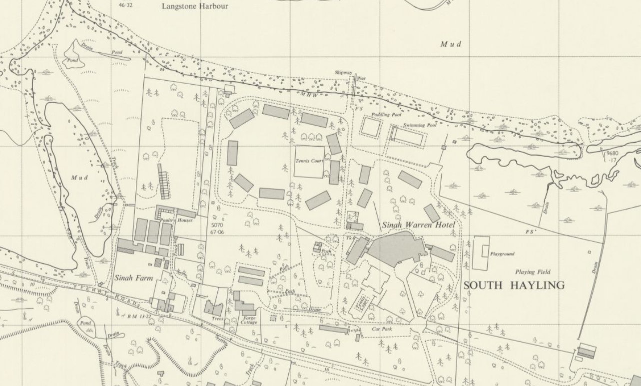 Warner's Sinah Warren Hotel Map of Sinah Warren from the 1960s