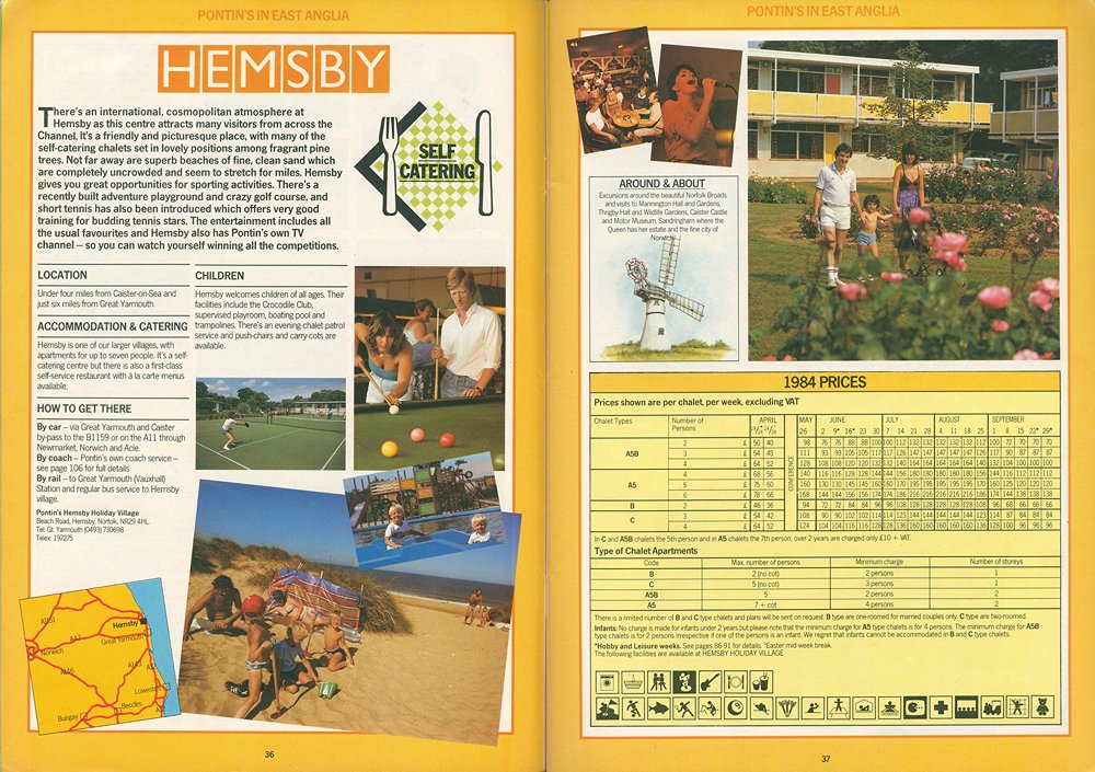 Pontins Hemsby 1984 brochure