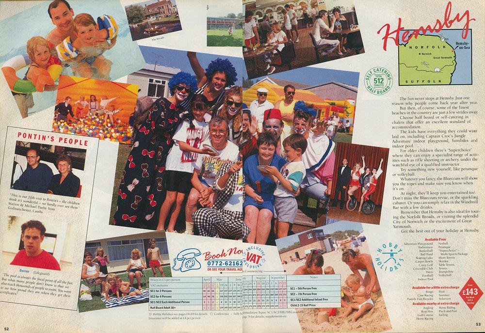 Pontins Hemsby 1990 brochure