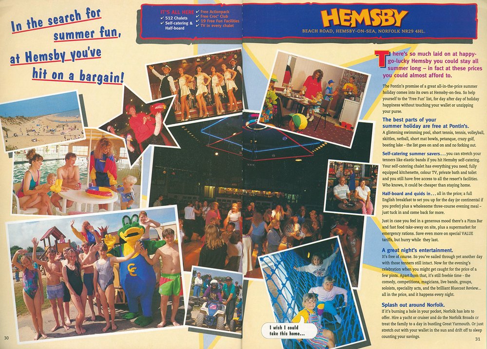 Pontins Hemsby 1994 brochure