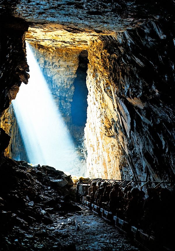 End of the line on the miners tramway at Llechwedd Slate caverns