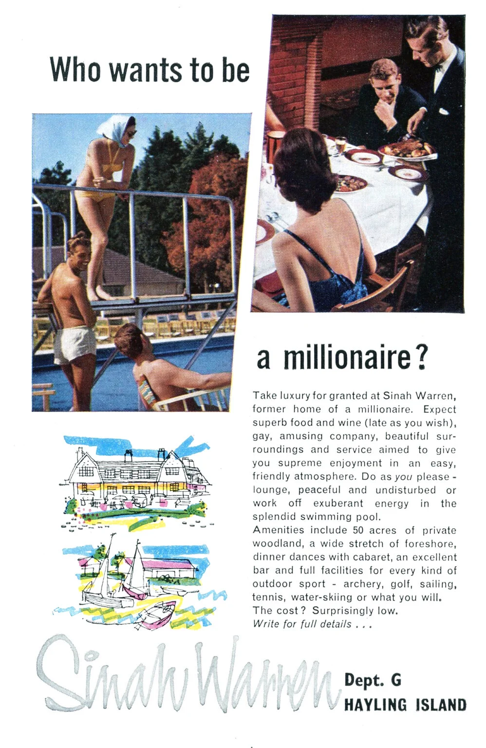 Warner's Sinah Warren Hotel Warners Sinah Warren 1961 advert