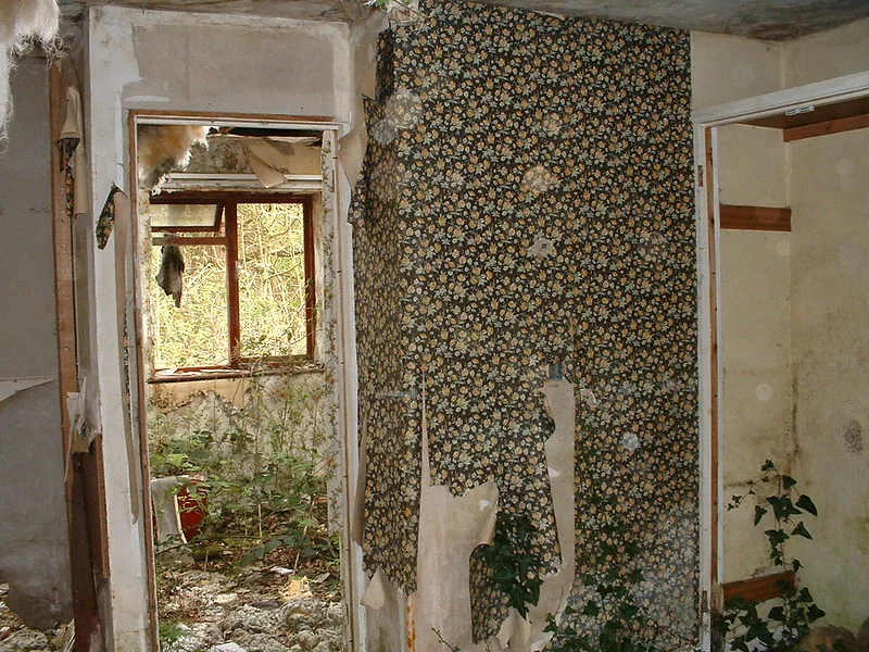 warners woodside bay holiday camp 2003 - derelict chalet interior