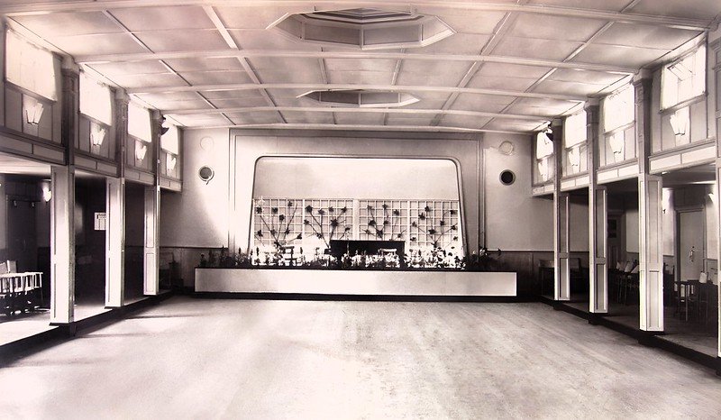 Vintage postcard of the dance hall at Seacroft holiday camp in Hemsby
