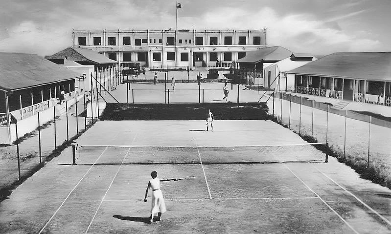 Tennis Courts at the jubilee Holiday camp in plemont bay