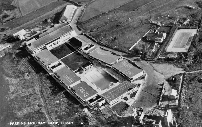 aerial view of parkins Holiday camp.plemont bay, jersey