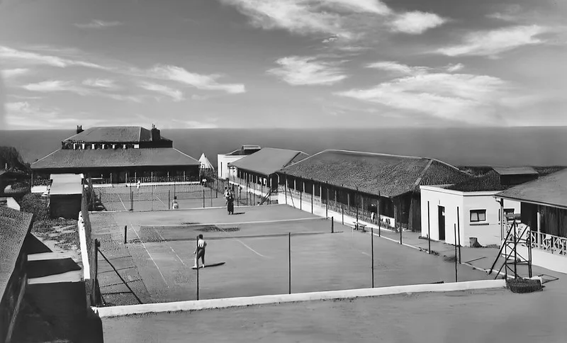 tennis courts at the jubilee Holiday camp in plemont bay