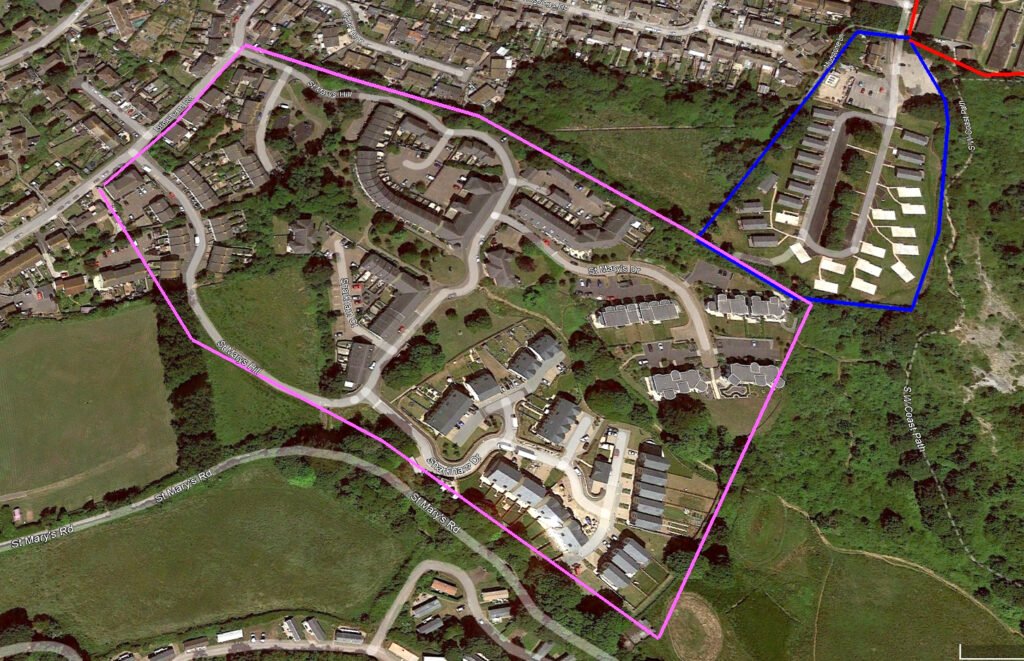 Map of Homelea and Dolphin holiday camps, Brixham showing how they look after redevelopment
