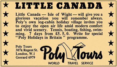 Little Canada Poly Tours 1951 advert