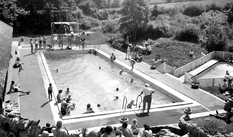 swimming pool at Little Canada Holiday camp 1950s