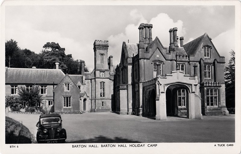 Vintage postcard showing Barton Hall in Devon during the 1940s