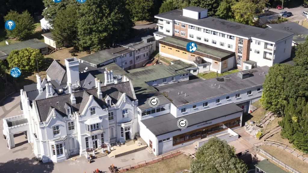 Recent aerial photo of Barton Hall in Torquay