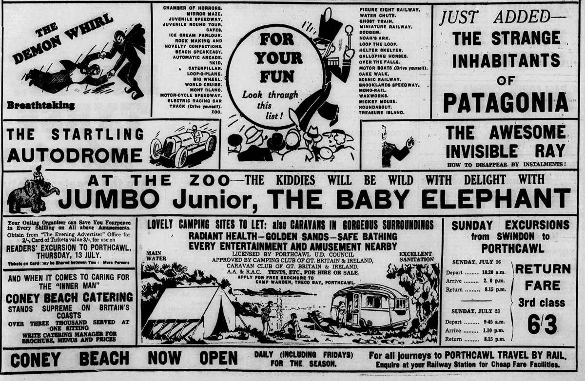 Coney Beach Porthcawl advert from 1939