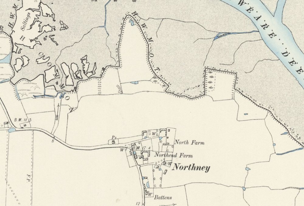 Map of Northney in 1898 showing North Farm which would later be developed into Northney Holiday Camp