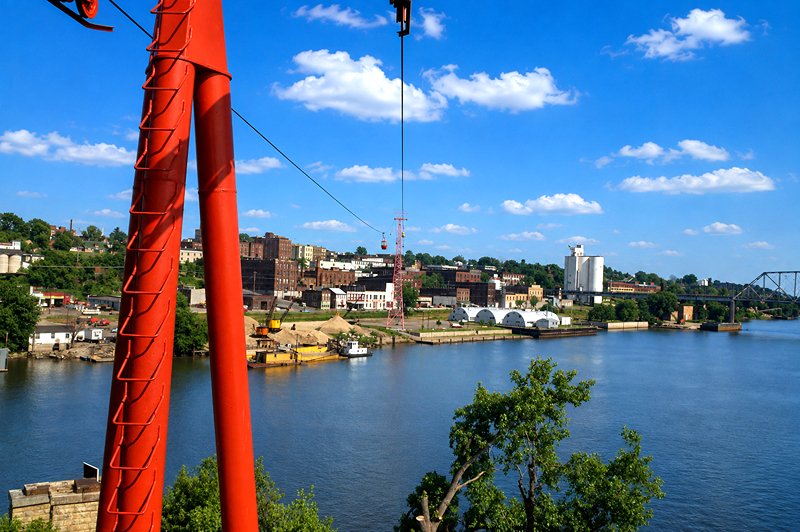 Standing on Quinsippi Island and looking across to Quincy in 1969 showing the Sky Cruise ride. This shows the view before the Bayview Bridge was built