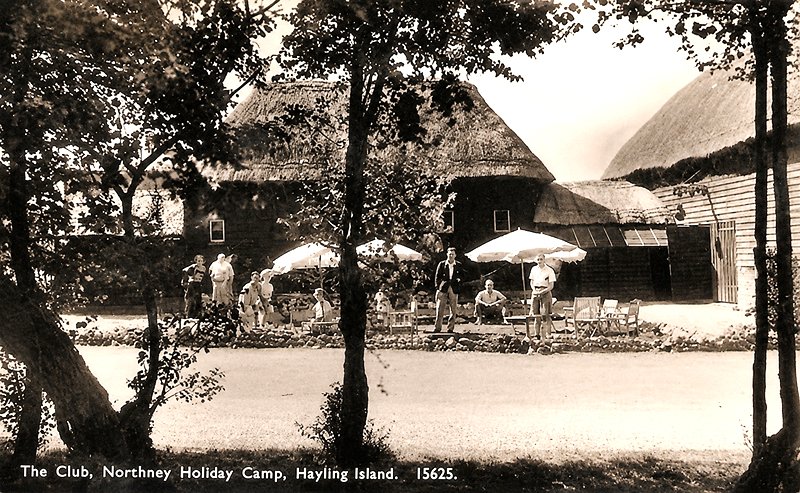 the thatched club building at warners northney holiday camp 