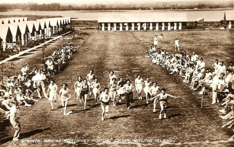 warners northney Holiday camp showing a sports day and chalets