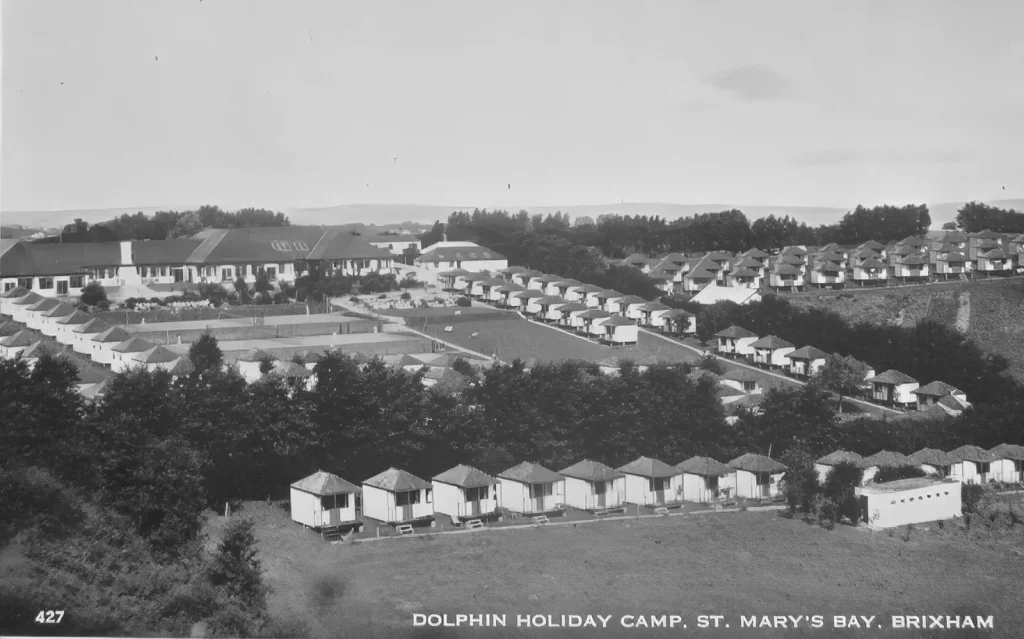 1950s aerial view of Dolphin Holiday Camp
