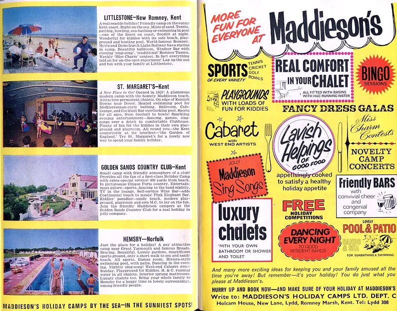 1965 advert for Maddiesons Holiday Camps