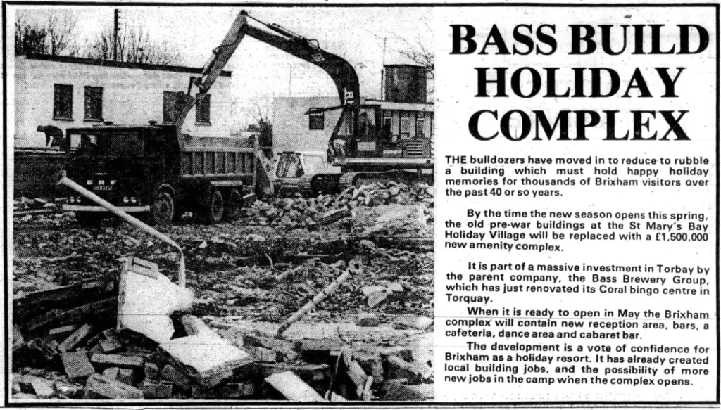 Press cutting from January 1983 about the redevelopment at Pontins St Marys bay Holiday camp