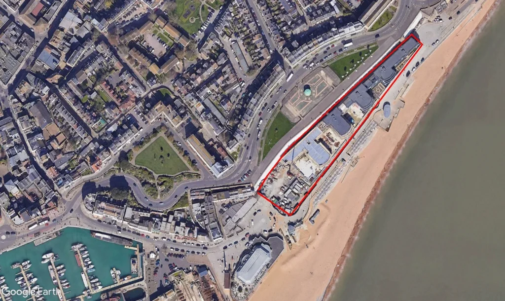Aerial view showing the former location of Ramsgate Amusement park