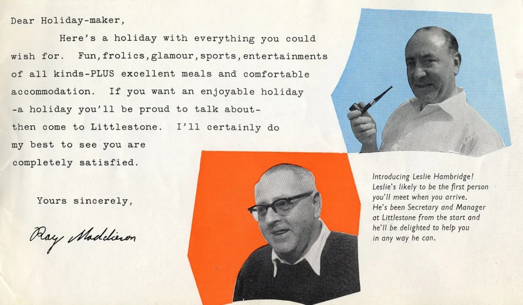 1960s brochure of Maddiesons Littlestone Holiday Camp with intro from Ray Maddieson