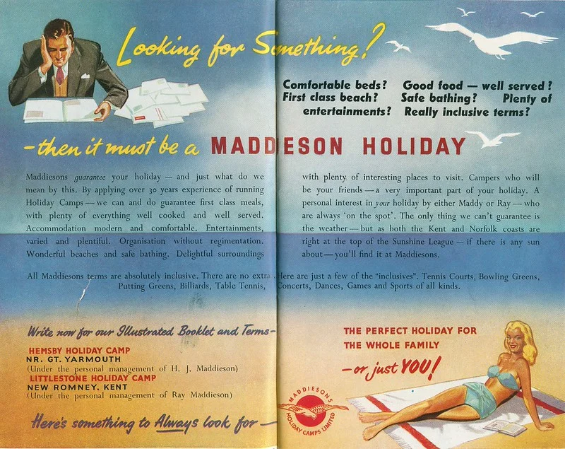 Maddiesons Holiday Camp advert from 1955