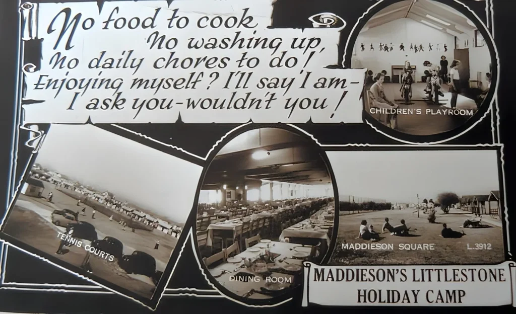 vintage postcard of Maddiesons Holiday Camp in Littlestone
