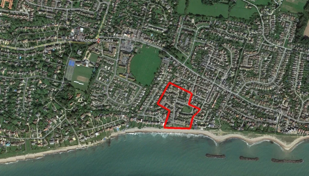 Southdean Holiday Camp, Middleton on Sea Map showing the location of the former Southdean Holiday camp in Middleton on Sea