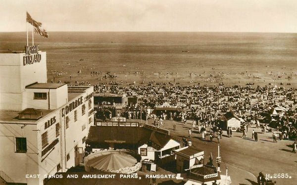 Merrie England & Pleasurama: Ramsgate's amusement park 1920s postcard of ramsgate amusement park showing the roller coaster and water chute