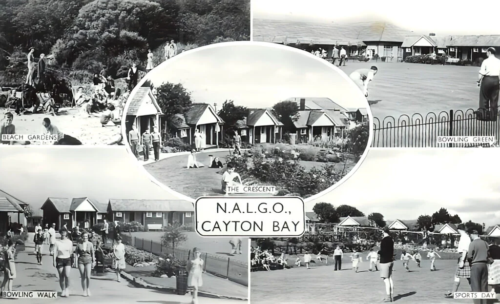 Wallis’s Cayton Bay Holiday Park Old postcard showing the NALGO holiday camp in Cayton Bay