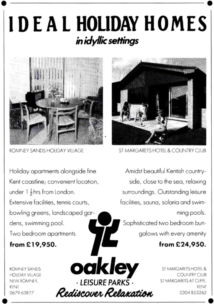 Oakley Leisure 1992 advert for Littlestone redevelopment